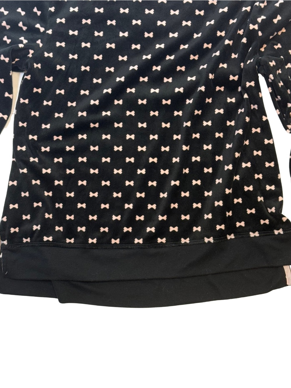 Kate Spade New York Bow Print Plush Pullover Sweater Black Pink Size Small - Picture 4 of 8